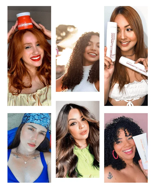 Photo of six girls with different colored hair and style